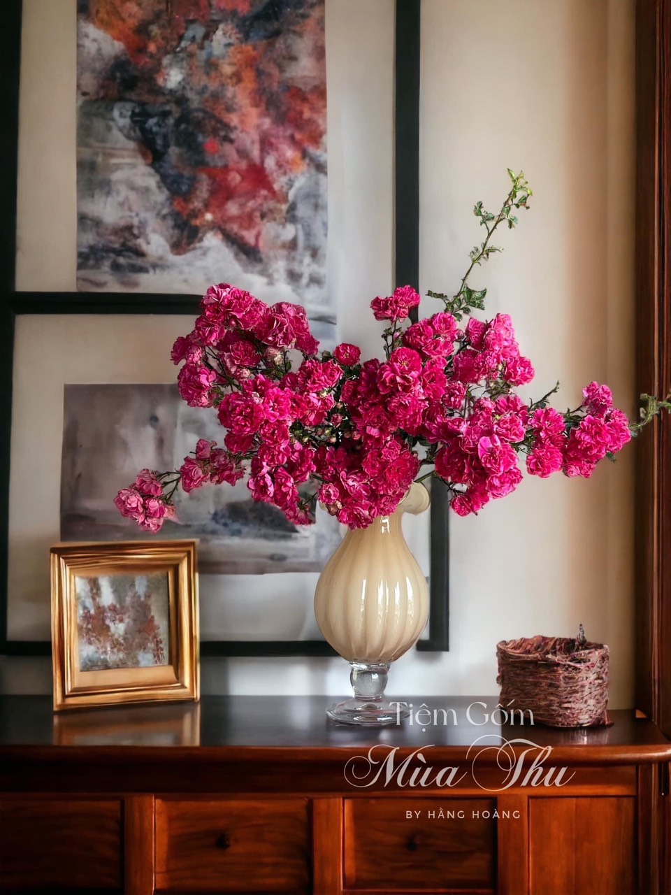 Decor phong thuỷ- Bình cắm hoa màu caramel latte