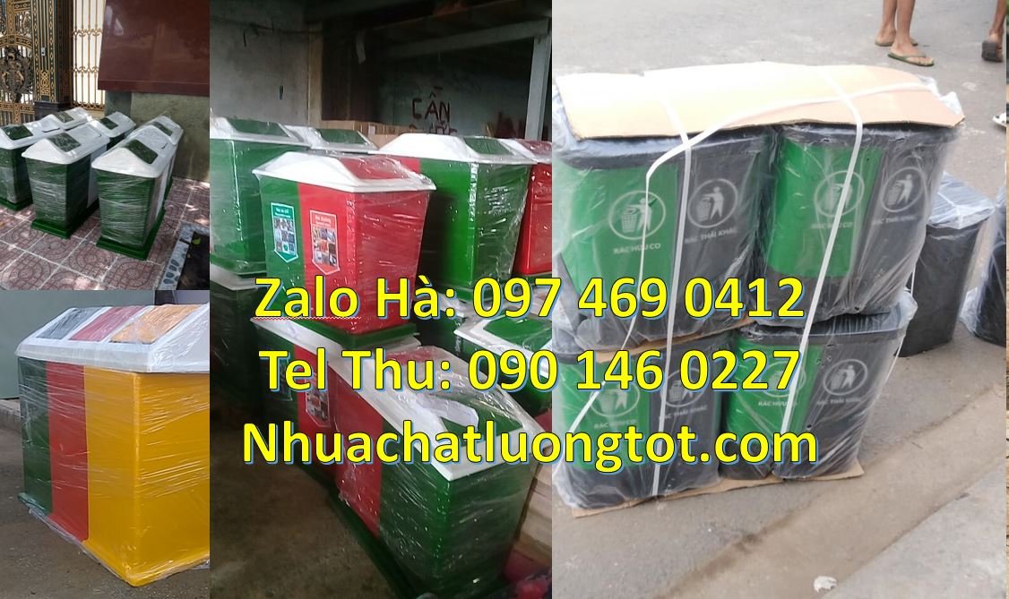 Bán thùng phân loại rác 2 ngăn 2 màu,thùng phân loại rác 3 ngăn nắp ba