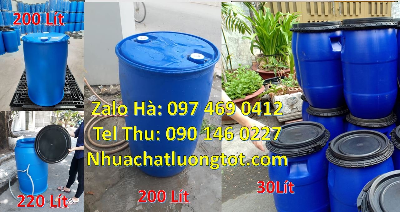 Bán thùng phuy nhựa 220l nắp chiết rót,thùng phuy nhựa 30l nắp đậy giá