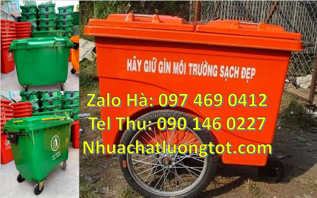 Bán xe thu gom rác cỡ lớn 1000l có 4 bánh xe,xe thu gom rác 660l bánh