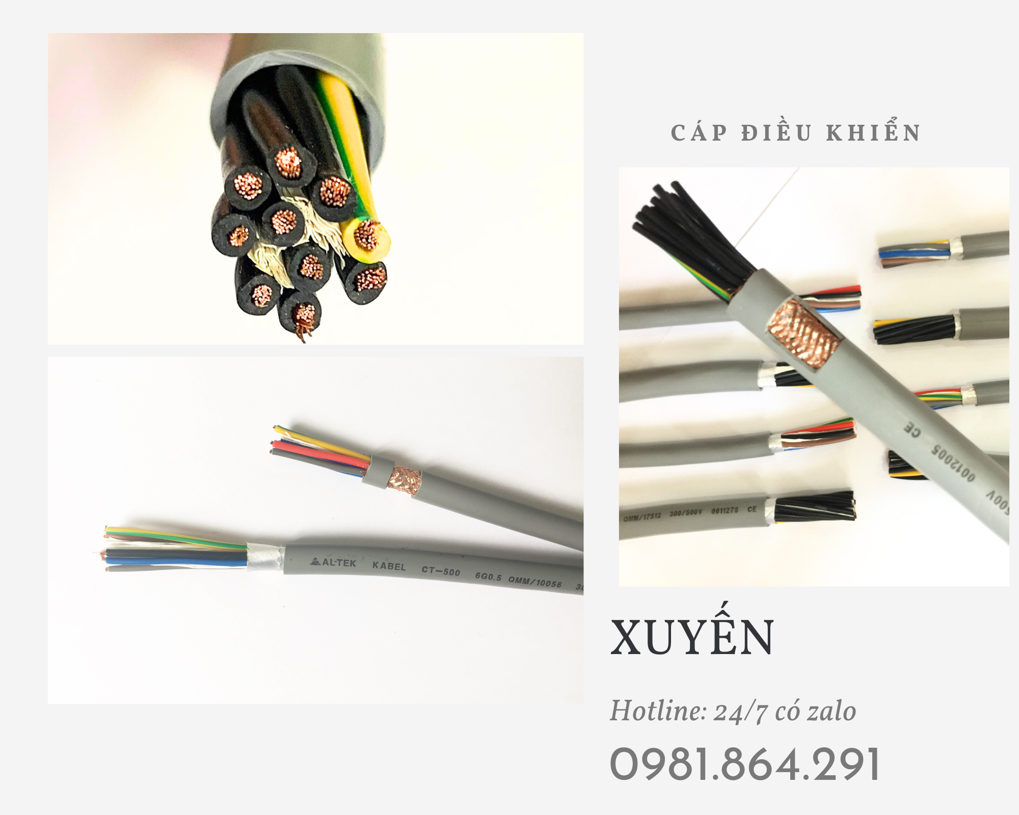 Cáp điều khiển 8C,8x0.5mm2 lõi đồng mềm chính hãng Altek Kabel