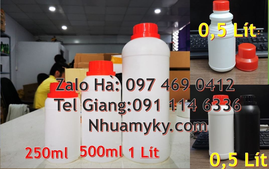 Bán chai nhựa 1l có nắp thoát khí đựng hóa chất,chai nhựa 500ml nắp va