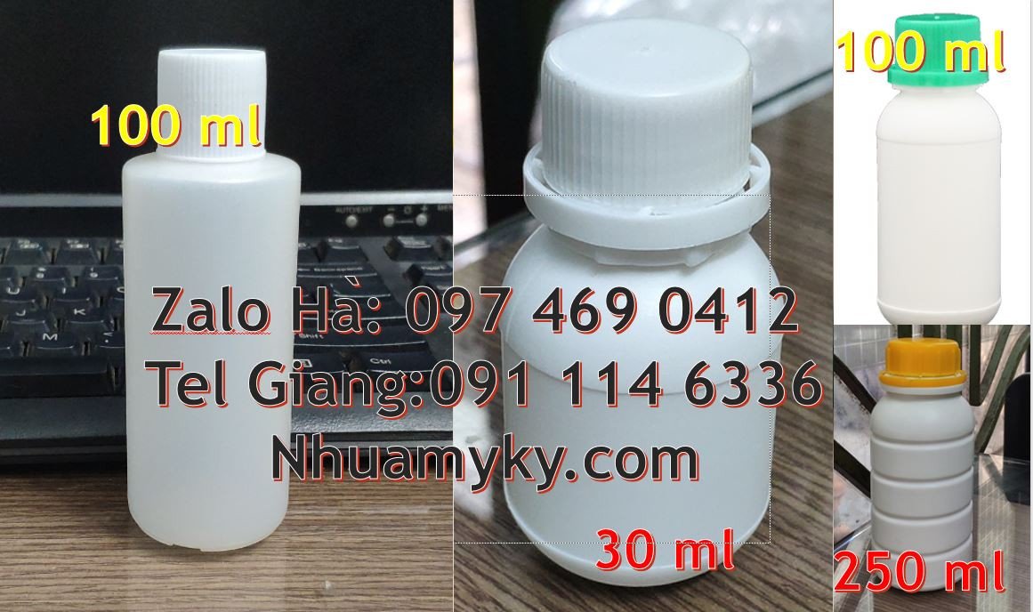 Bán chai nhựa 100ml có nắp thoát khí,chai nhựa 250ml màu trắng nắp vặn
