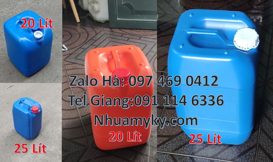 Bán can nhựa 30l có nắp thoát khí, can nhựa 25l màu xanh đựng thực pha