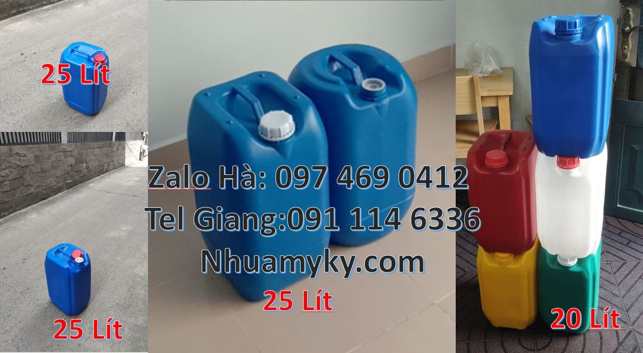 Bán can nhựa 30l có nắp thoát khí, can nhựa 25l màu xanh đựng thực pha