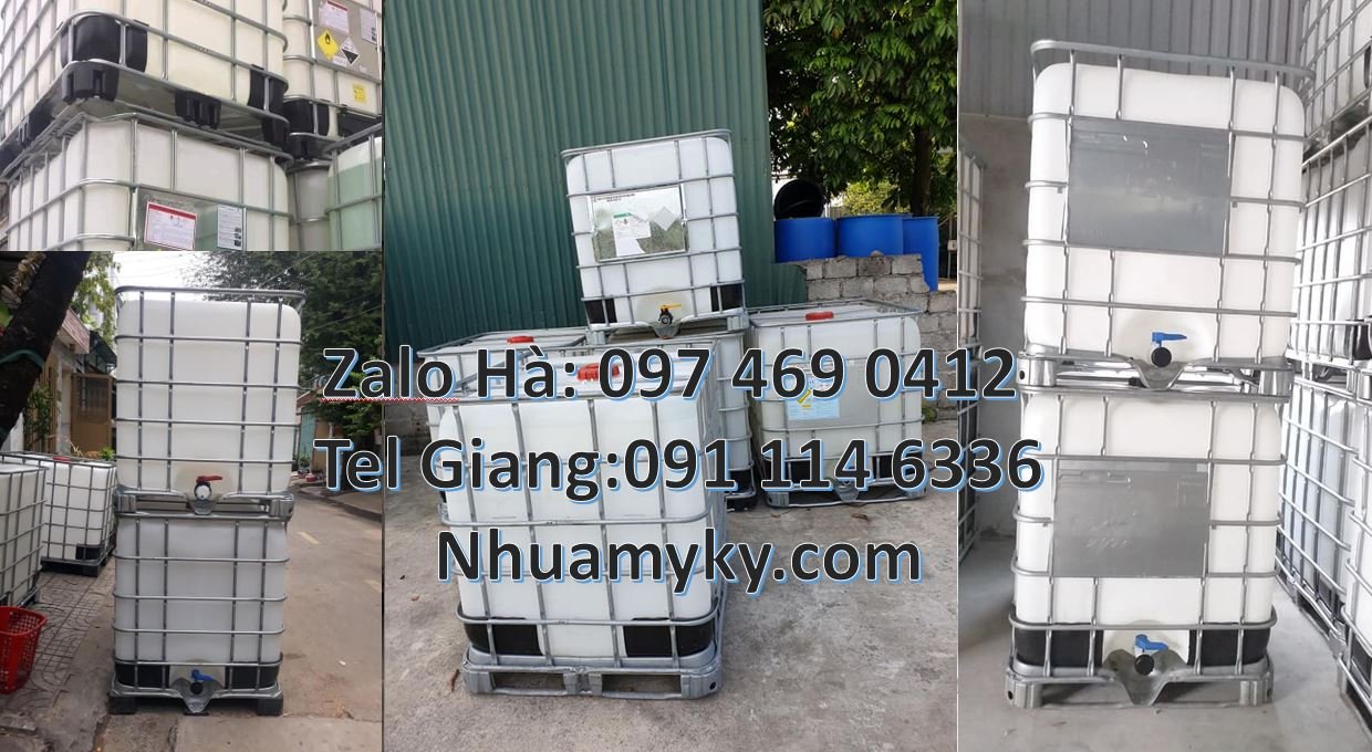 Bán tank nhựa 1000l có nắp chết rót,thùng nhựa ibc 1000l có khung thép