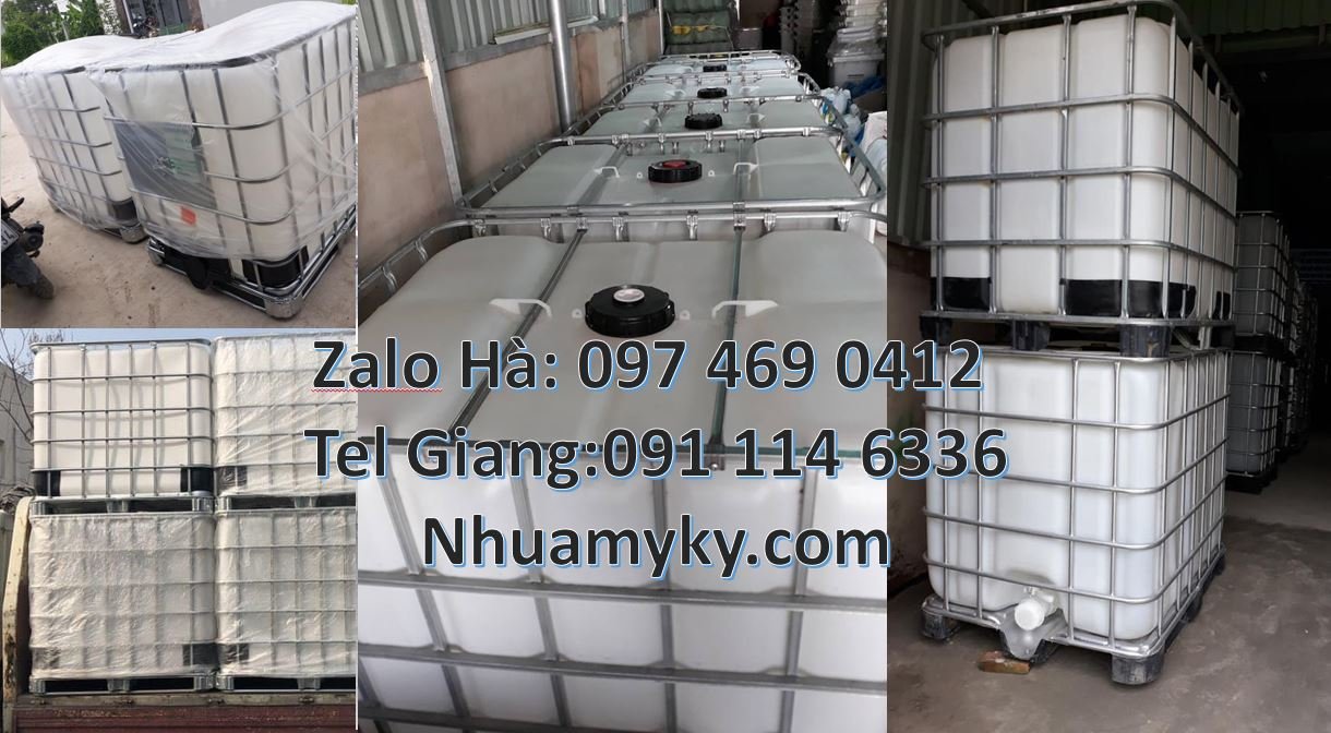 Bán tank nhựa 1000l có nắp chết rót,thùng nhựa ibc 1000l có khung thép