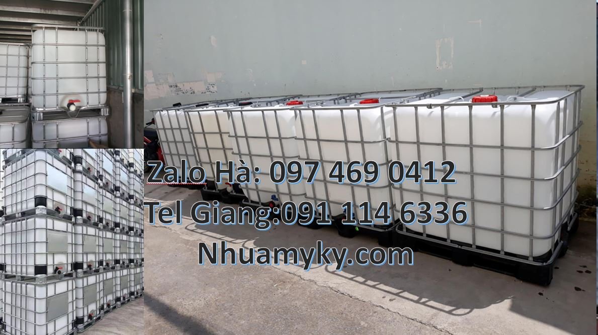 Bán tank nhựa 1000l có nắp chết rót,thùng nhựa ibc 1000l có khung thép