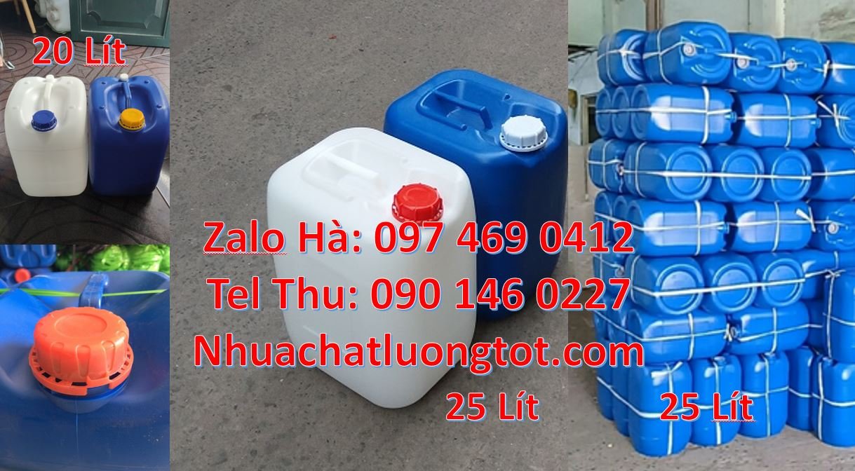 Bán can nhựa 25l có nắp thoát khí màu trắng,can nhựa 20l đựng chất lon