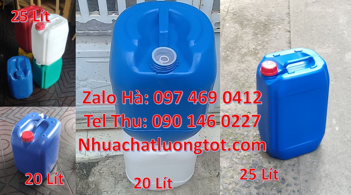 Bán can nhựa 25l có nắp thoát khí màu trắng,can nhựa 20l đựng chất lon