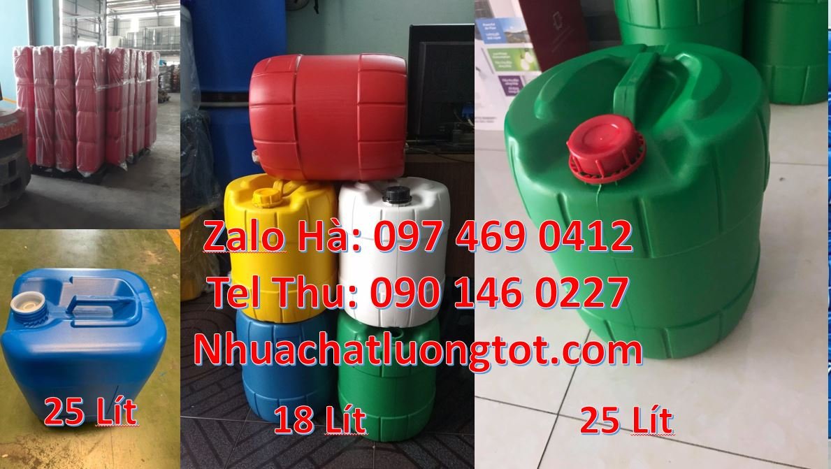 Bán can nhựa 25l có nắp thoát khí màu trắng,can nhựa 20l đựng chất lon