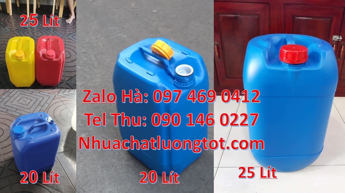 Bán can nhựa 25l có nắp thoát khí màu trắng,can nhựa 20l đựng chất lon