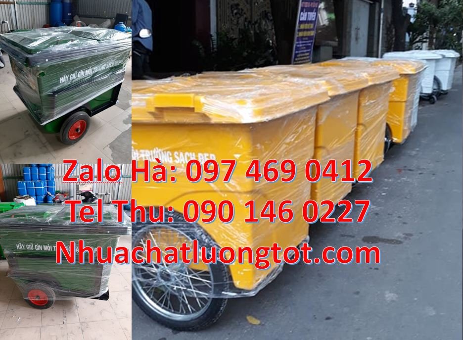 Bán xe thu gom rác cỡ lớn 660l có 3 bánh hơi, xe thu gom rác 1000l có
