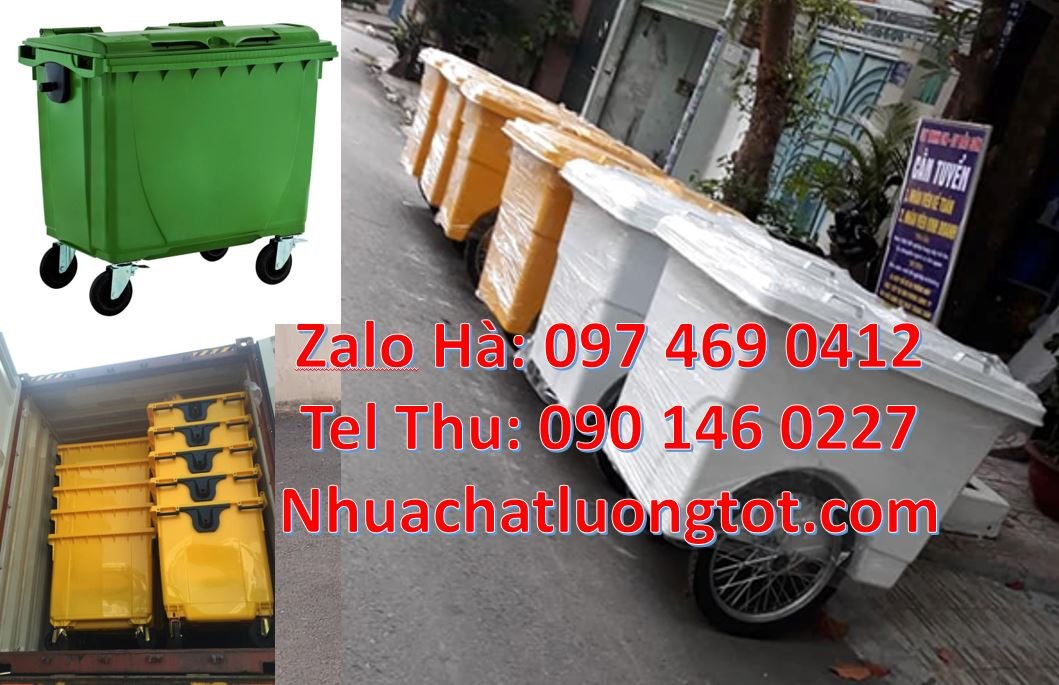 Bán xe thu gom rác cỡ lớn 660l có 3 bánh hơi, xe thu gom rác 1000l có