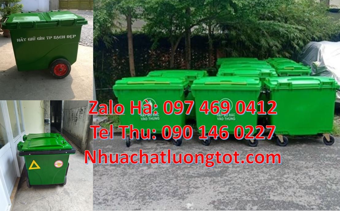 Bán xe thu gom rác cỡ lớn 660l có 3 bánh hơi, xe thu gom rác 1000l có