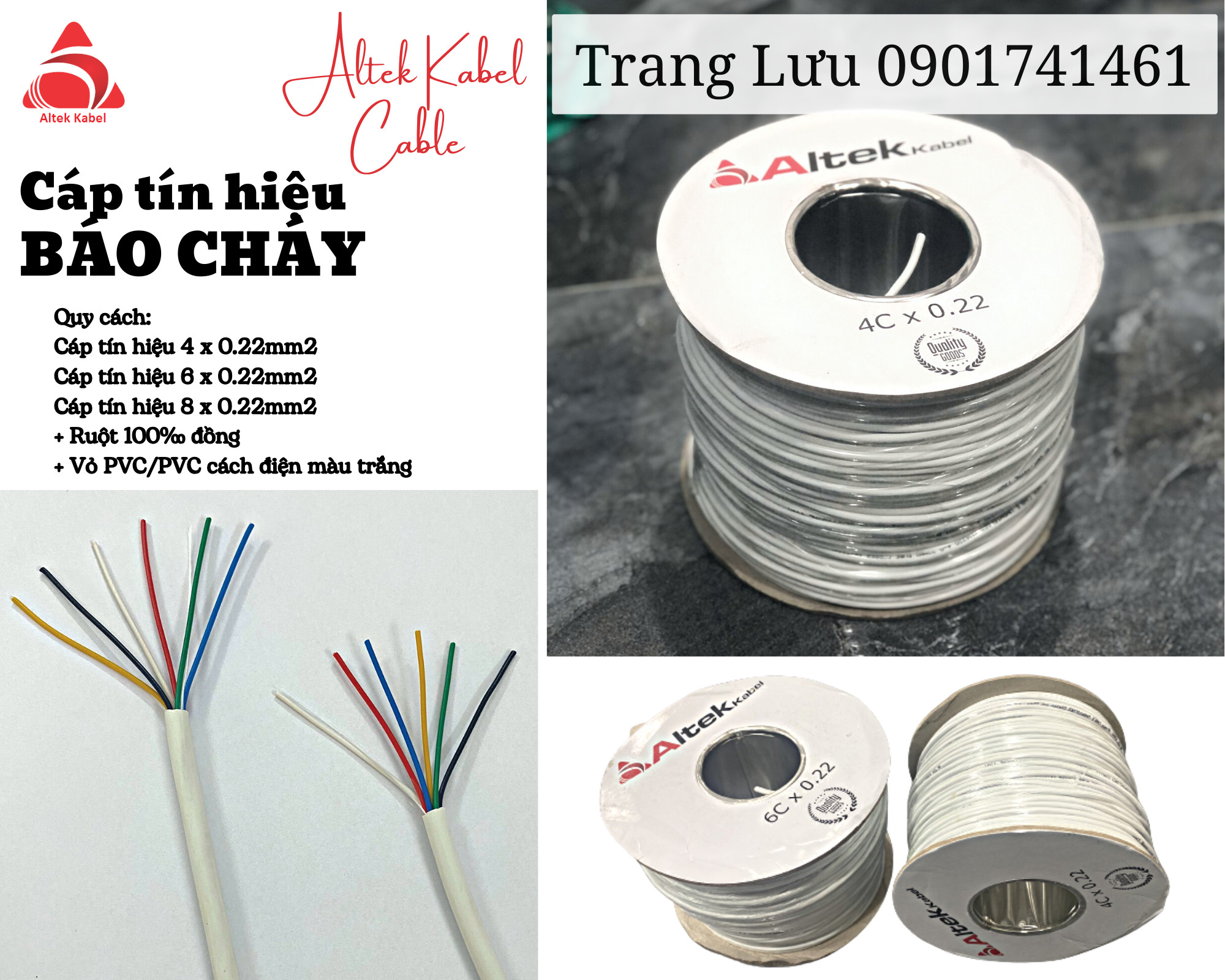 Cáp tín hiệu báo cháy 4 lõi cho lắp đặt PCCC