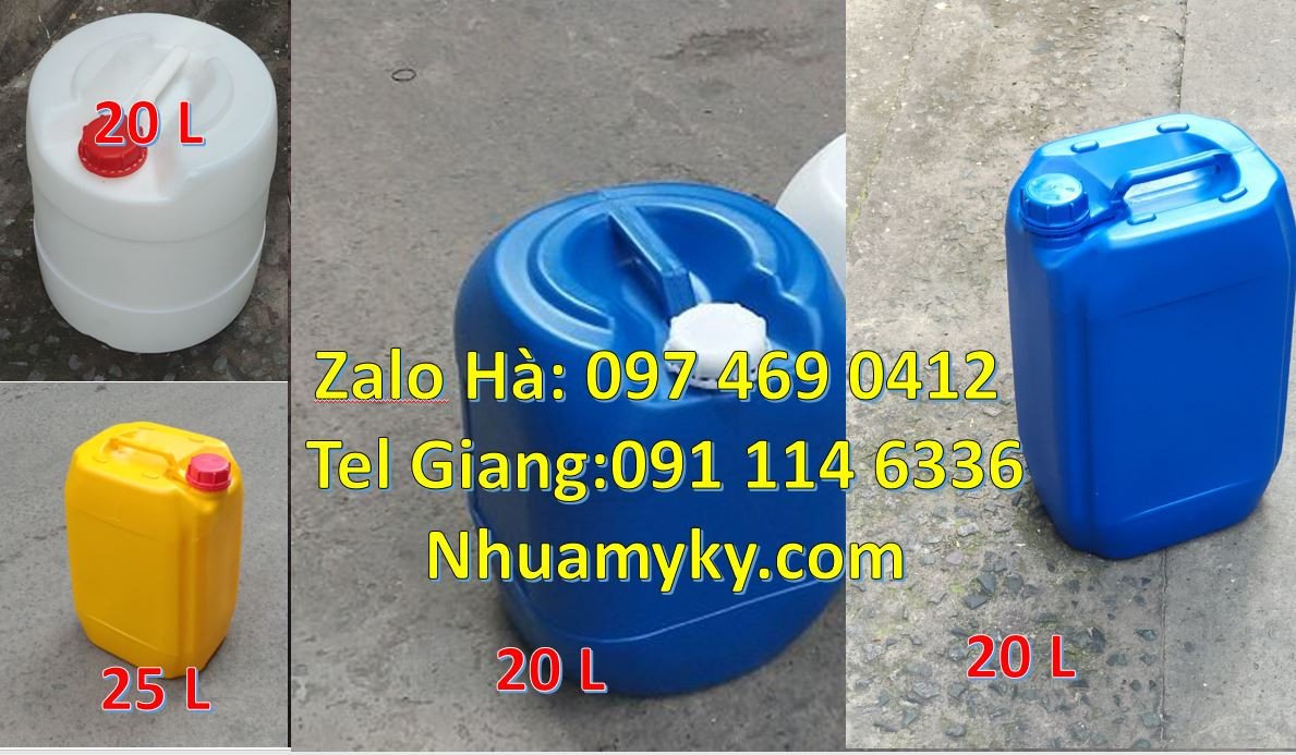 Bán can nhựa 25l có nắp thoát khí, can nhựa 18l tròn màu trắng xanh đỏ