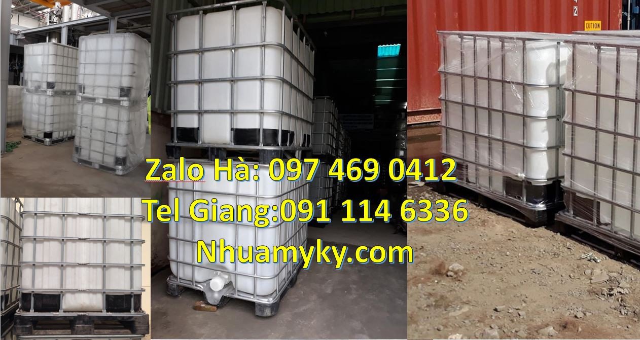 Bán thùng nhựa 1000l có nắp chiết rót khung thép bảo vệ,tank nhựa 1000