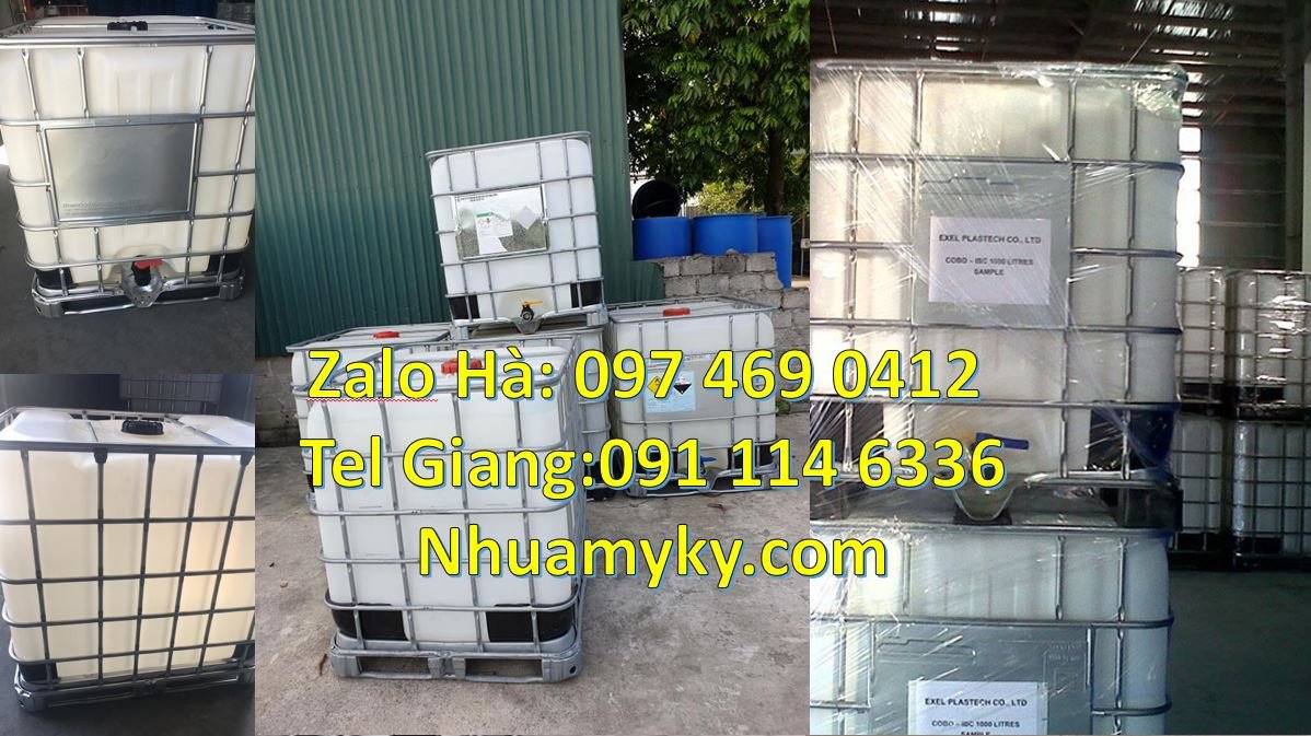 Bán thùng nhựa 1000l có nắp chiết rót khung thép bảo vệ,tank nhựa 1000