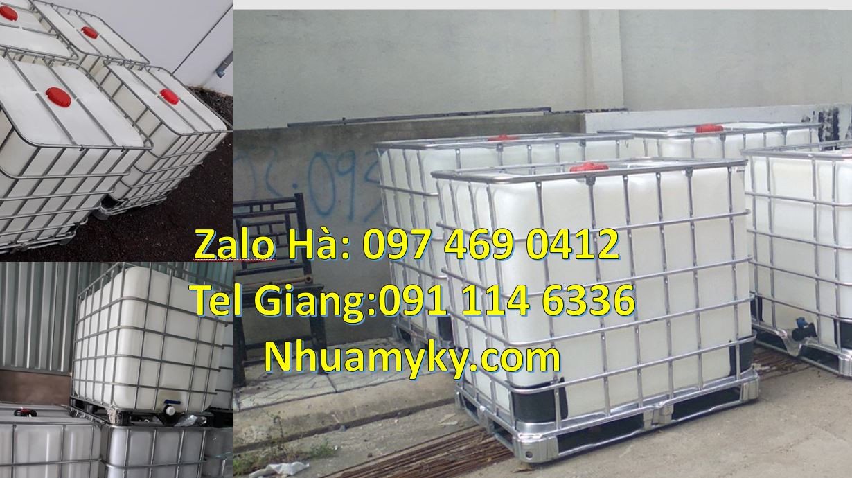 Bán thùng nhựa 1000l có nắp chiết rót khung thép bảo vệ,tank nhựa 1000