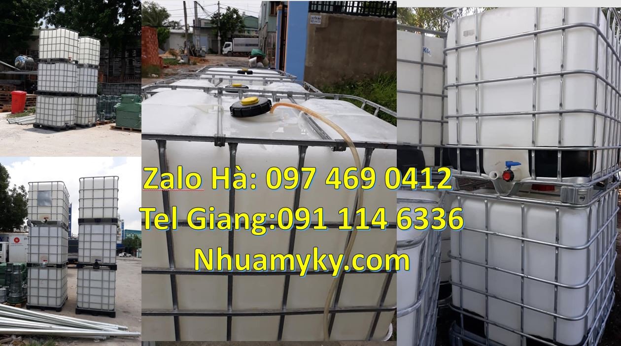 Bán thùng nhựa 1000l có nắp chiết rót khung thép bảo vệ,tank nhựa 1000