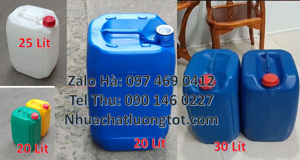Bán can nhựa 18l có nắp thoát khí,ca nhựa 25l vuông màu xanh giá rẻ