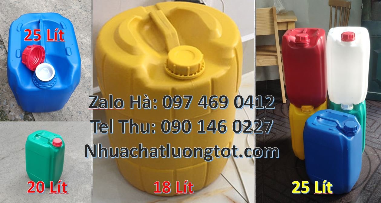 Bán can nhựa 18l có nắp thoát khí,ca nhựa 25l vuông màu xanh giá rẻ