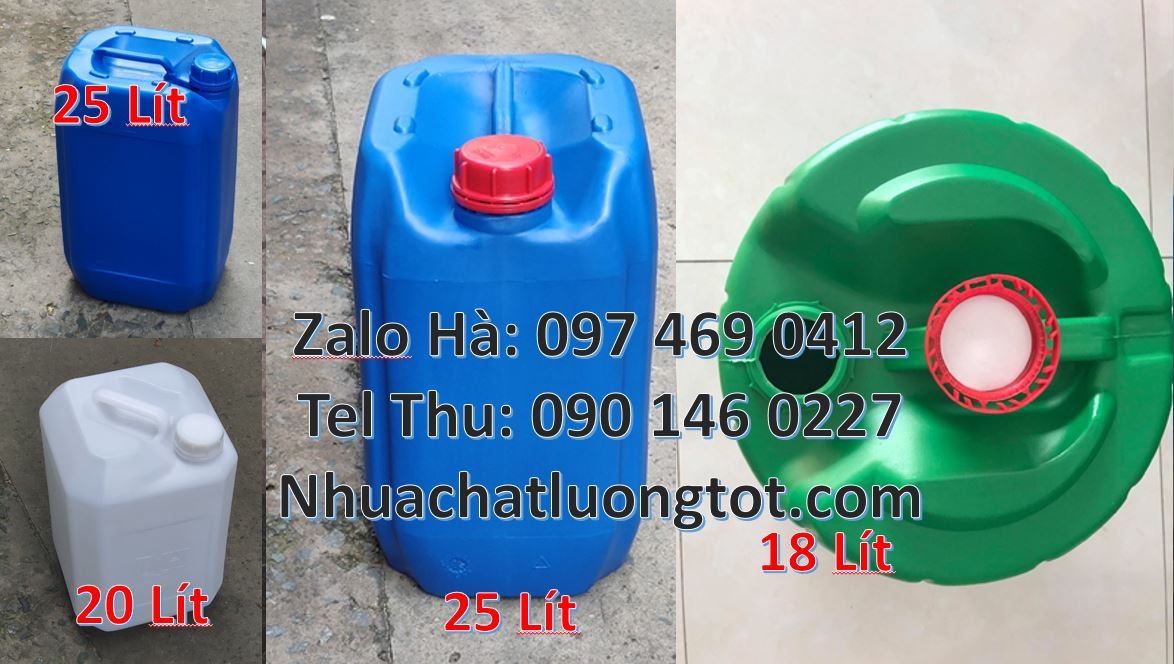 Bán can nhựa 18l có nắp thoát khí,ca nhựa 25l vuông màu xanh giá rẻ