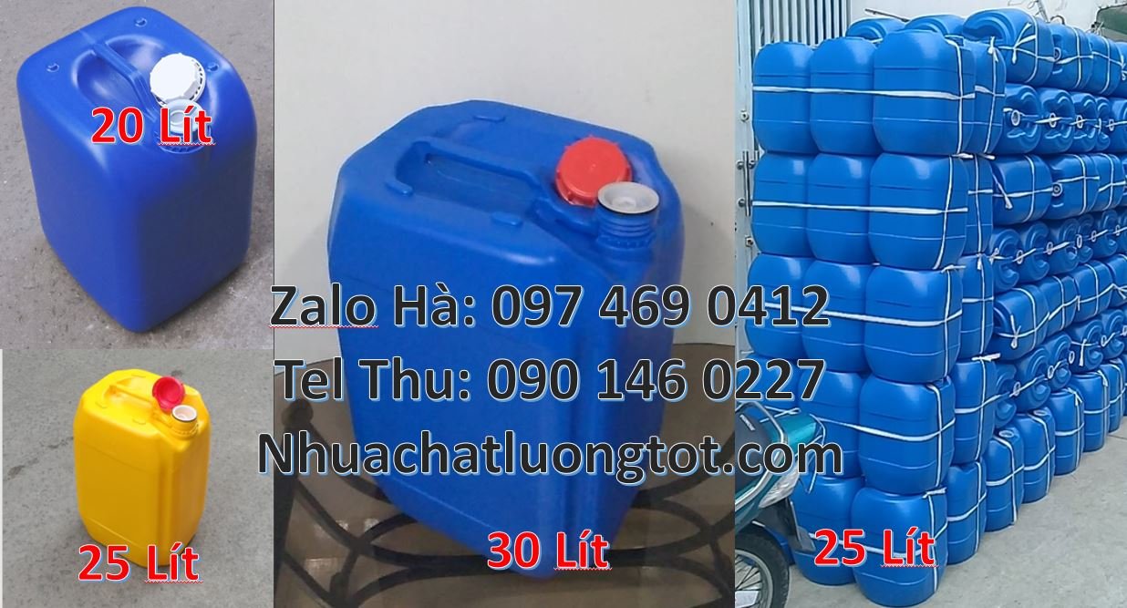 Bán can nhựa 18l có nắp thoát khí,ca nhựa 25l vuông màu xanh giá rẻ