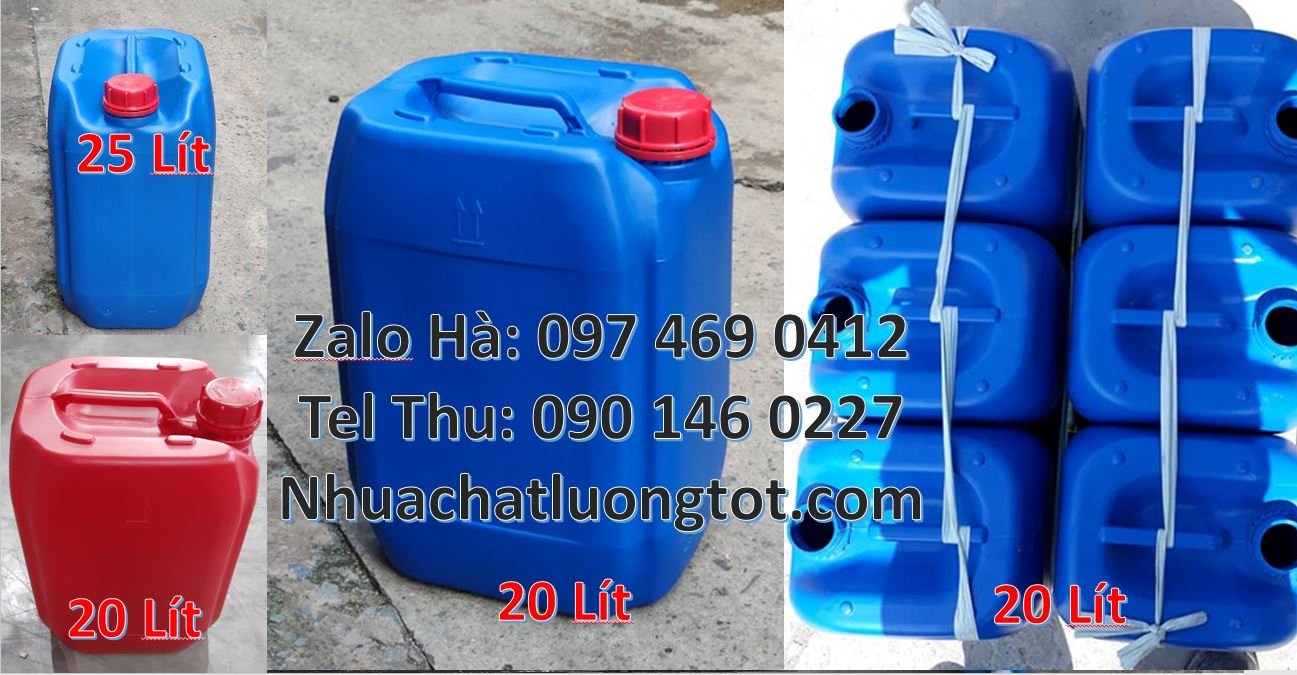 Bán can nhựa 18l có nắp thoát khí,ca nhựa 25l vuông màu xanh giá rẻ