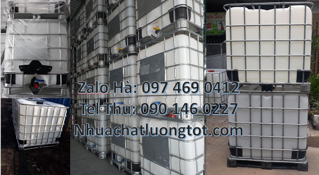 Bán thùng nhựa ibc 1000l có nắp chiết rót,thùng ibc 1000l có khung the