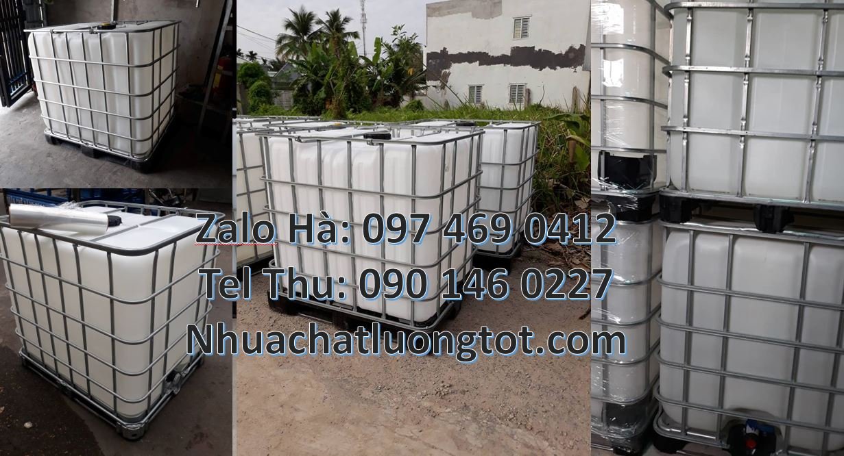 Bán thùng nhựa ibc 1000l có nắp chiết rót,thùng ibc 1000l có khung the
