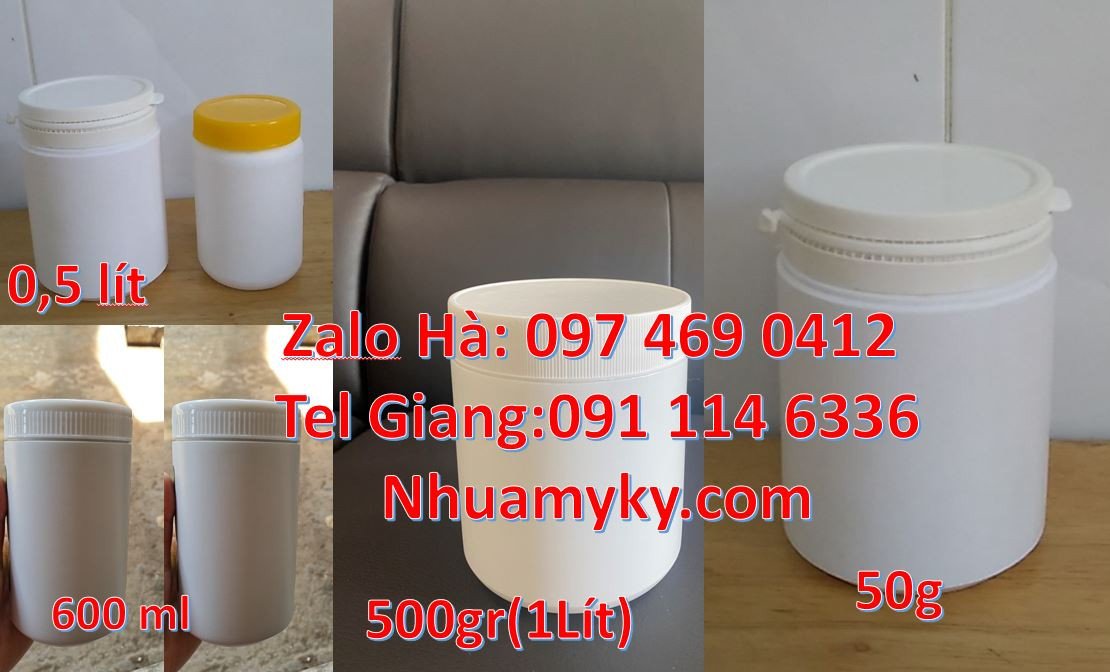 Bán hũ nhựa 500g đựng mỹ phẩm.hũ nhựa 1.5kg đựng hóa chất giá rẻ hcm