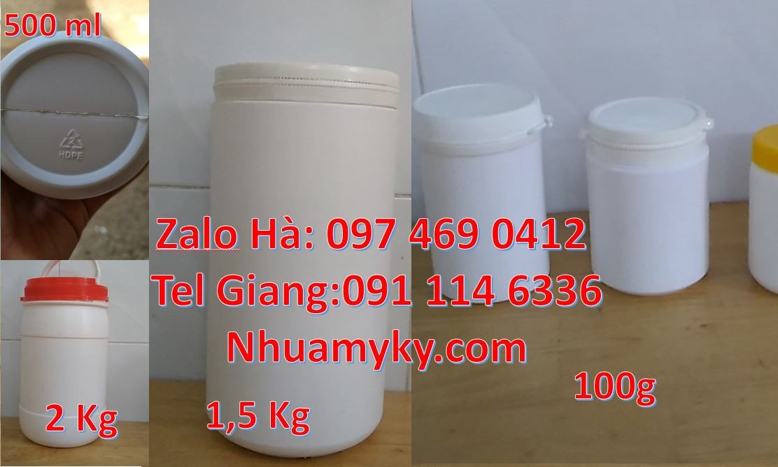 Bán hũ nhựa 500g đựng mỹ phẩm.hũ nhựa 1.5kg đựng hóa chất giá rẻ hcm