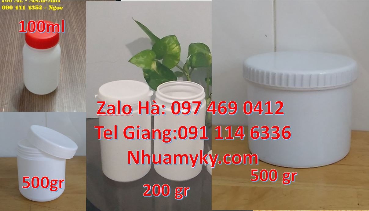 Bán hũ nhựa 500g đựng mỹ phẩm.hũ nhựa 1.5kg đựng hóa chất giá rẻ hcm