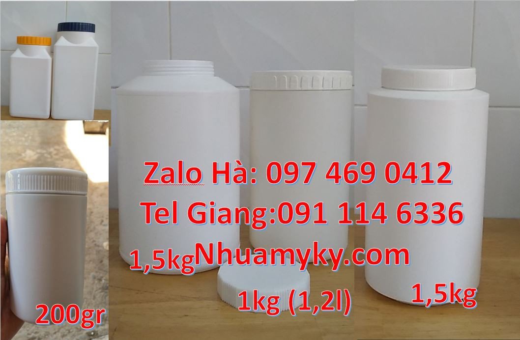 Bán hũ nhựa 500g đựng mỹ phẩm.hũ nhựa 1.5kg đựng hóa chất giá rẻ hcm