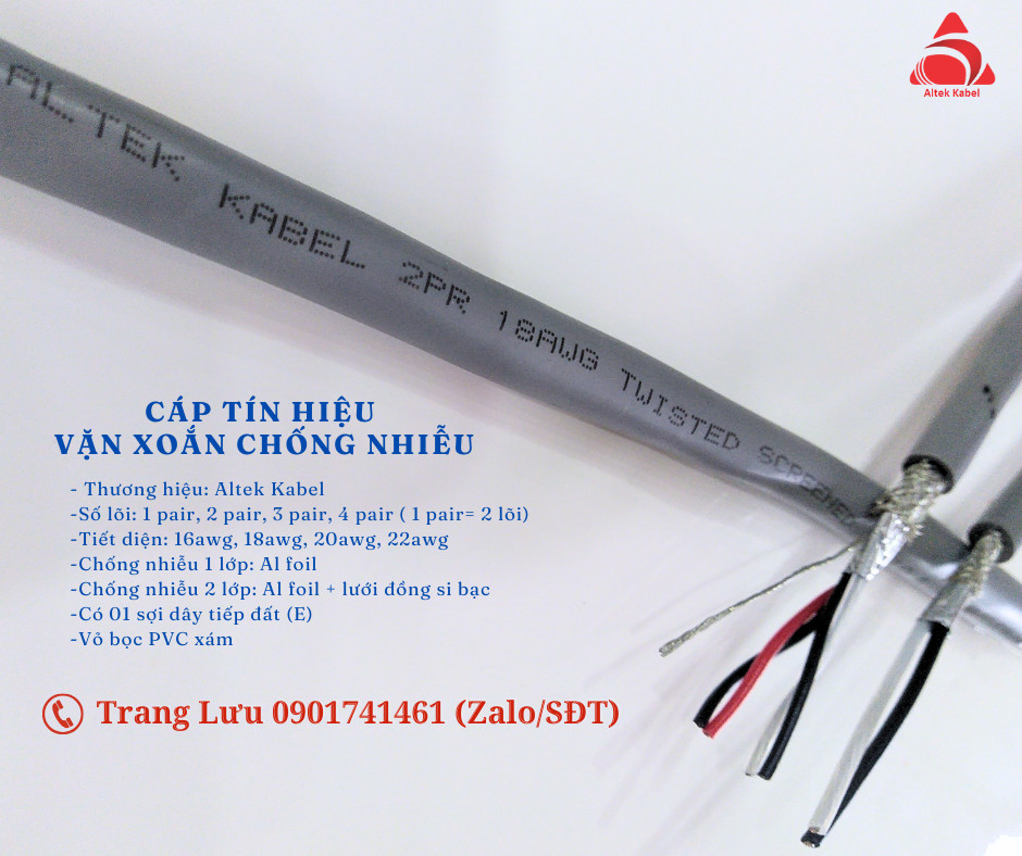 Cáp tín hiệu âm thanh 2 pair 22awg vặn xoắn chống nhiễu