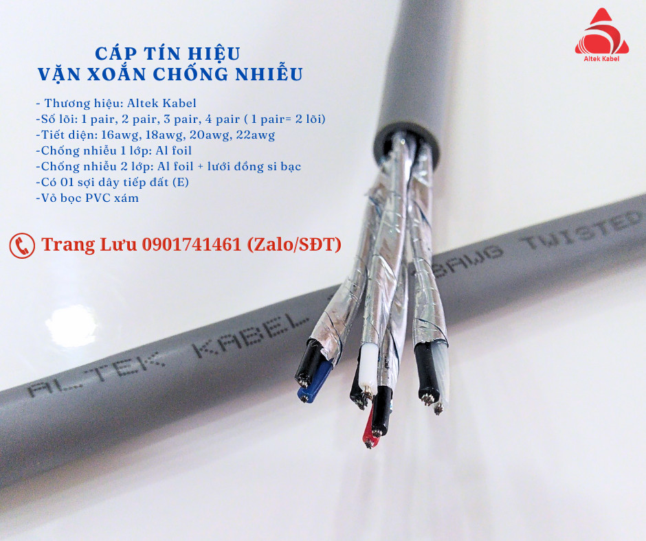 Cáp tín hiệu âm thanh 2 pair 22awg vặn xoắn chống nhiễu