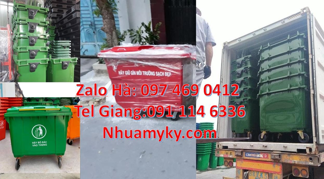 Bán xe thu gom rác 660l 3 bánh hơi, xe thu gom rác 1000l có tay đẩy rẻ