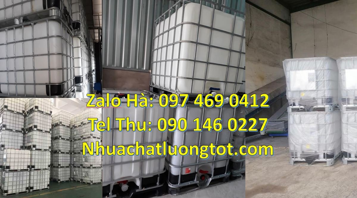Bán thùng nhựa ibc 1000l có nắp chiết rút,thùng nhựa 1000l cũ có khung