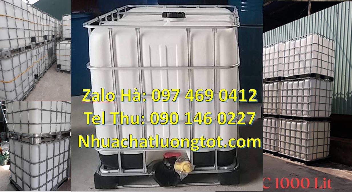 Bán thùng nhựa ibc 1000l có nắp chiết rút,thùng nhựa 1000l cũ có khung