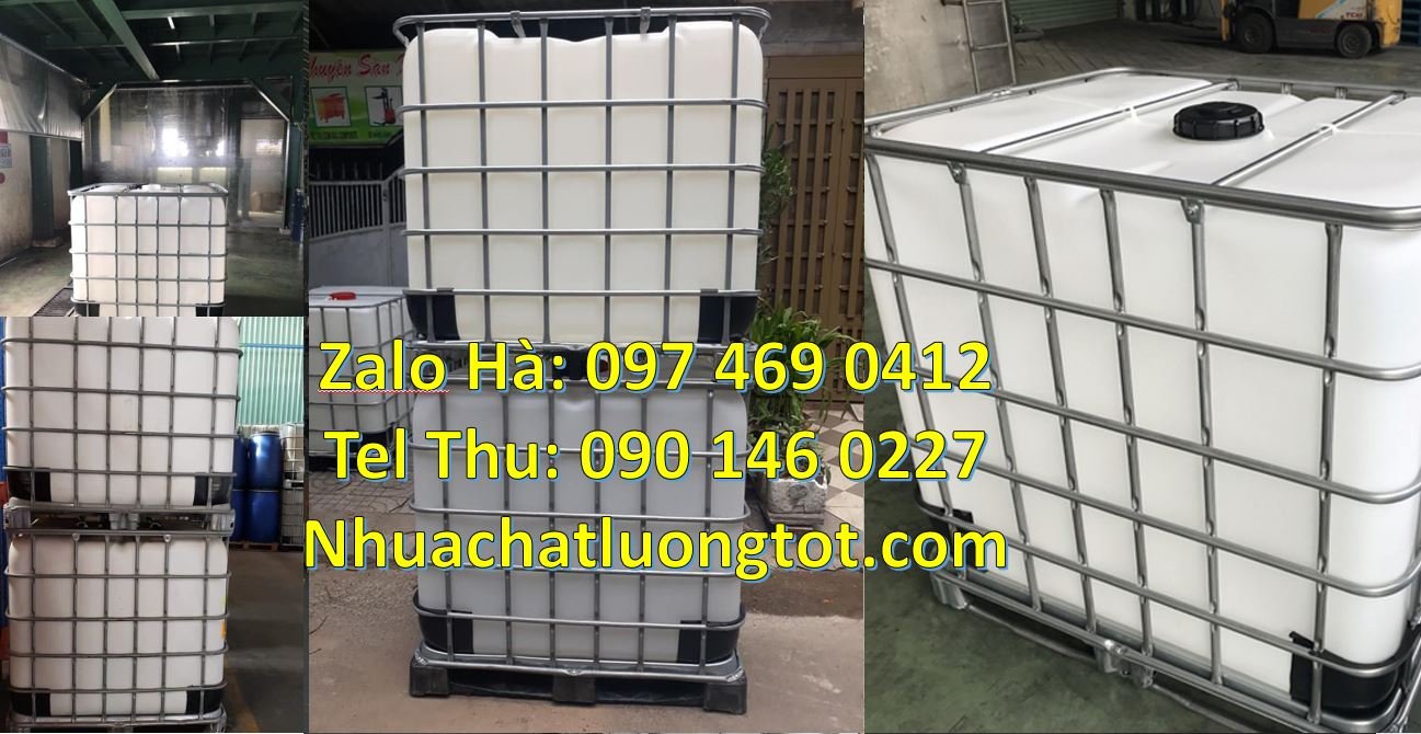 Bán thùng nhựa ibc 1000l có nắp chiết rút,thùng nhựa 1000l cũ có khung