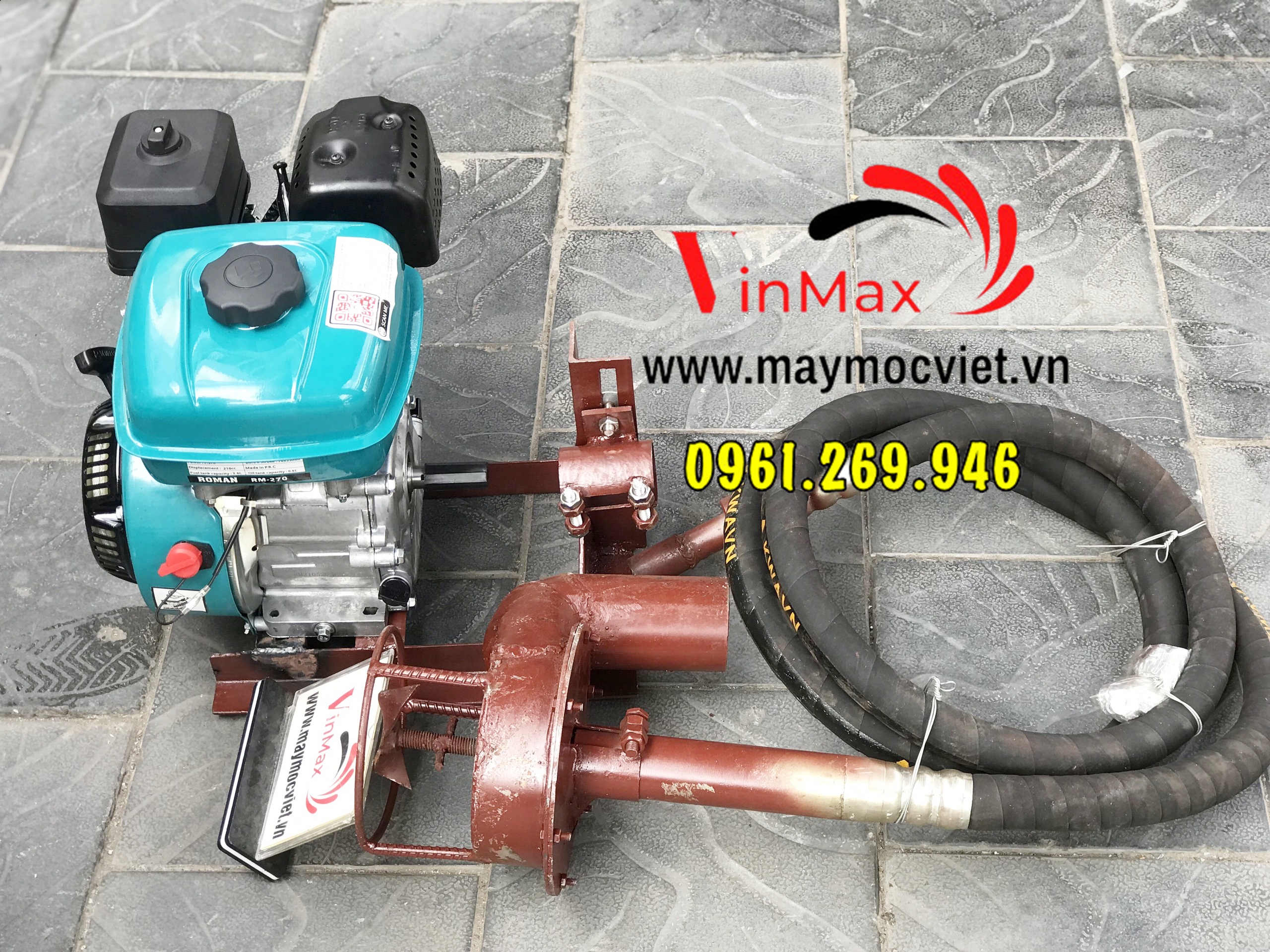Máy hút chất thải bioga, bùn ao cáp mềm 3m động cơ xăng 6,5HP