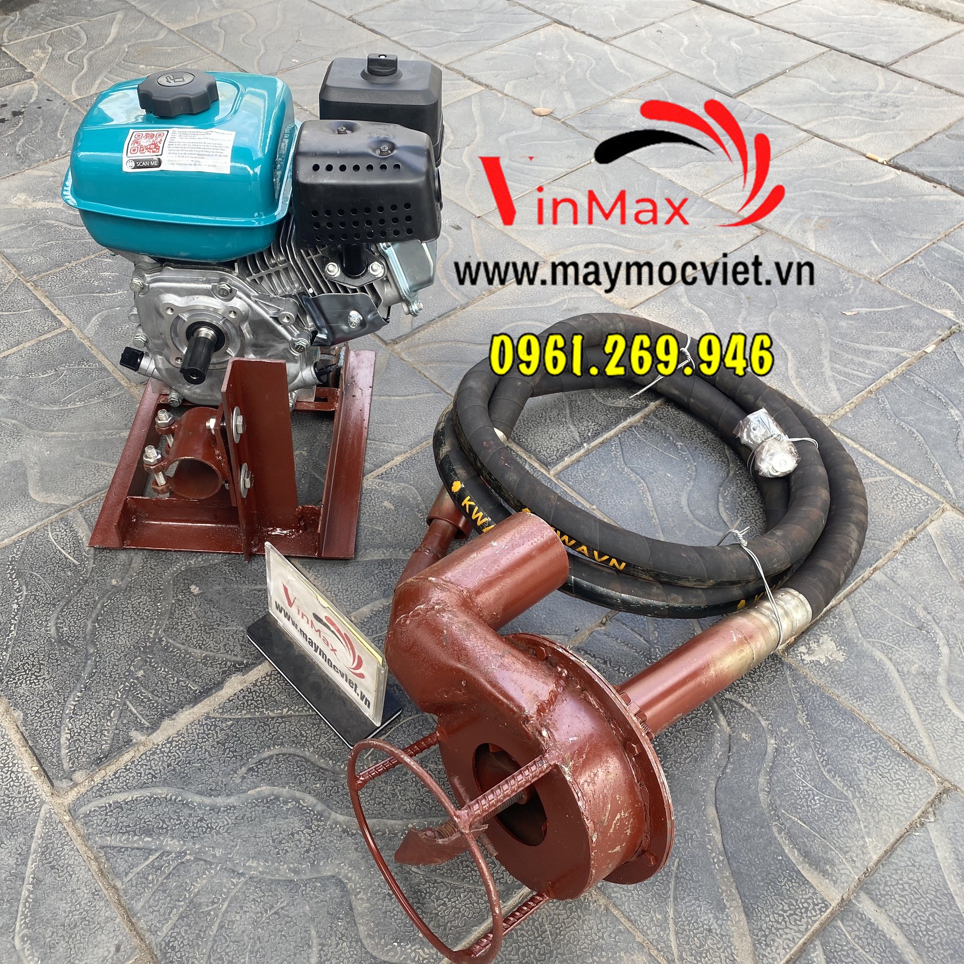 Máy hút chất thải bioga, bùn ao cáp mềm 3m động cơ xăng 6,5HP
