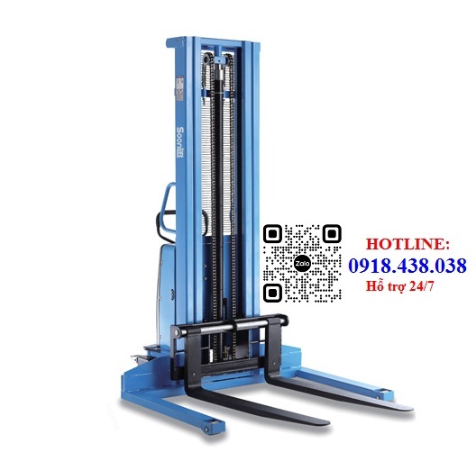 Xe nâng bán tự động chân rộng (chân khuỳnh) tải trọng 1-2tấn nâng 3.5m