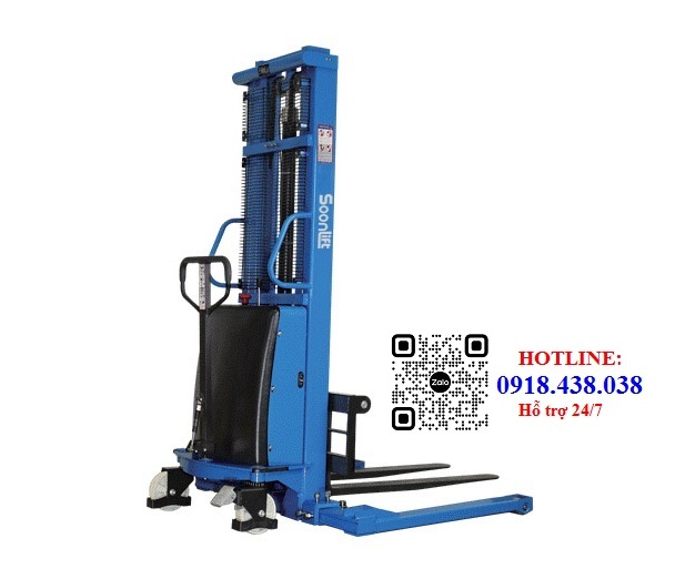 Xe nâng bán tự động chân rộng (chân khuỳnh) tải trọng 1-2tấn nâng 3.5m