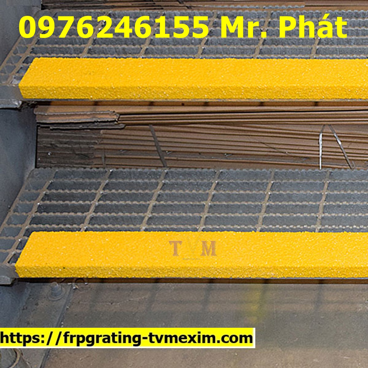 Tấm ốp chống trượt frp màu vàng nhám, bậc thang frp không rỉ sét
