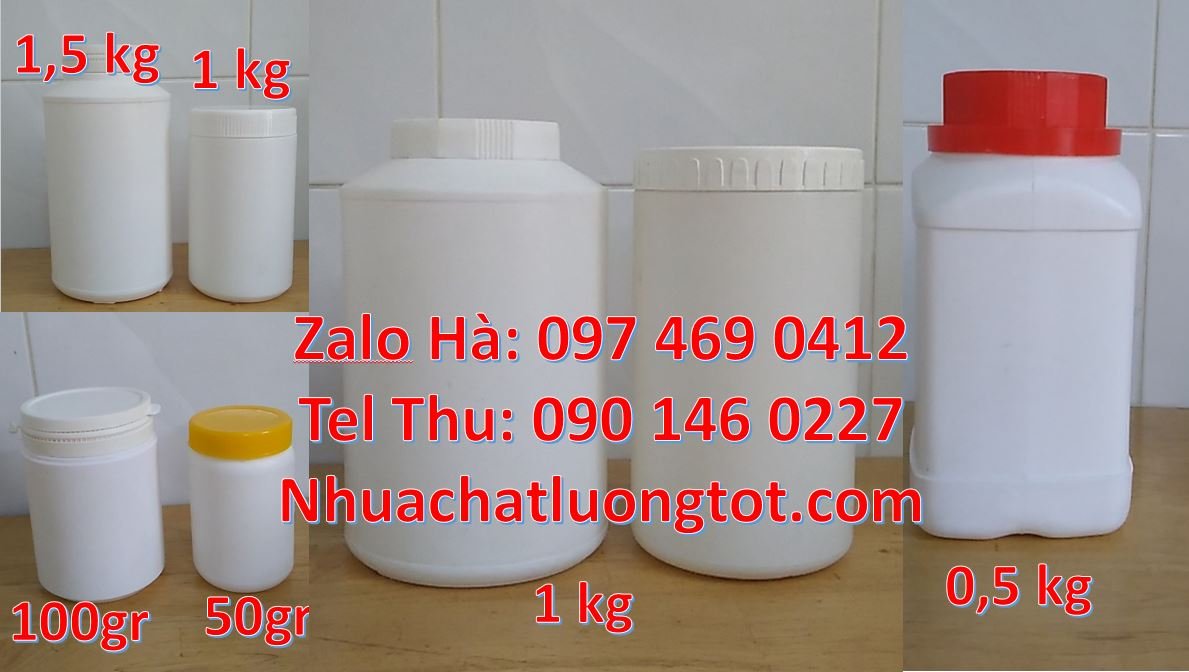 Bán hũ nhựa 1kg đựng hóa chất,hũ nhựa 1.5kg đựng sữa tắm nắp vặn trang