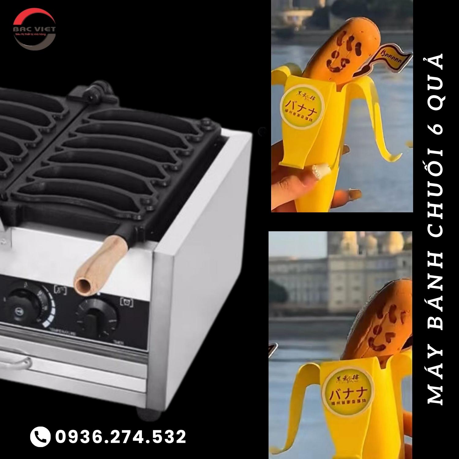 Máy làm bánh hình quả chuối điện 6 quả siêu cute