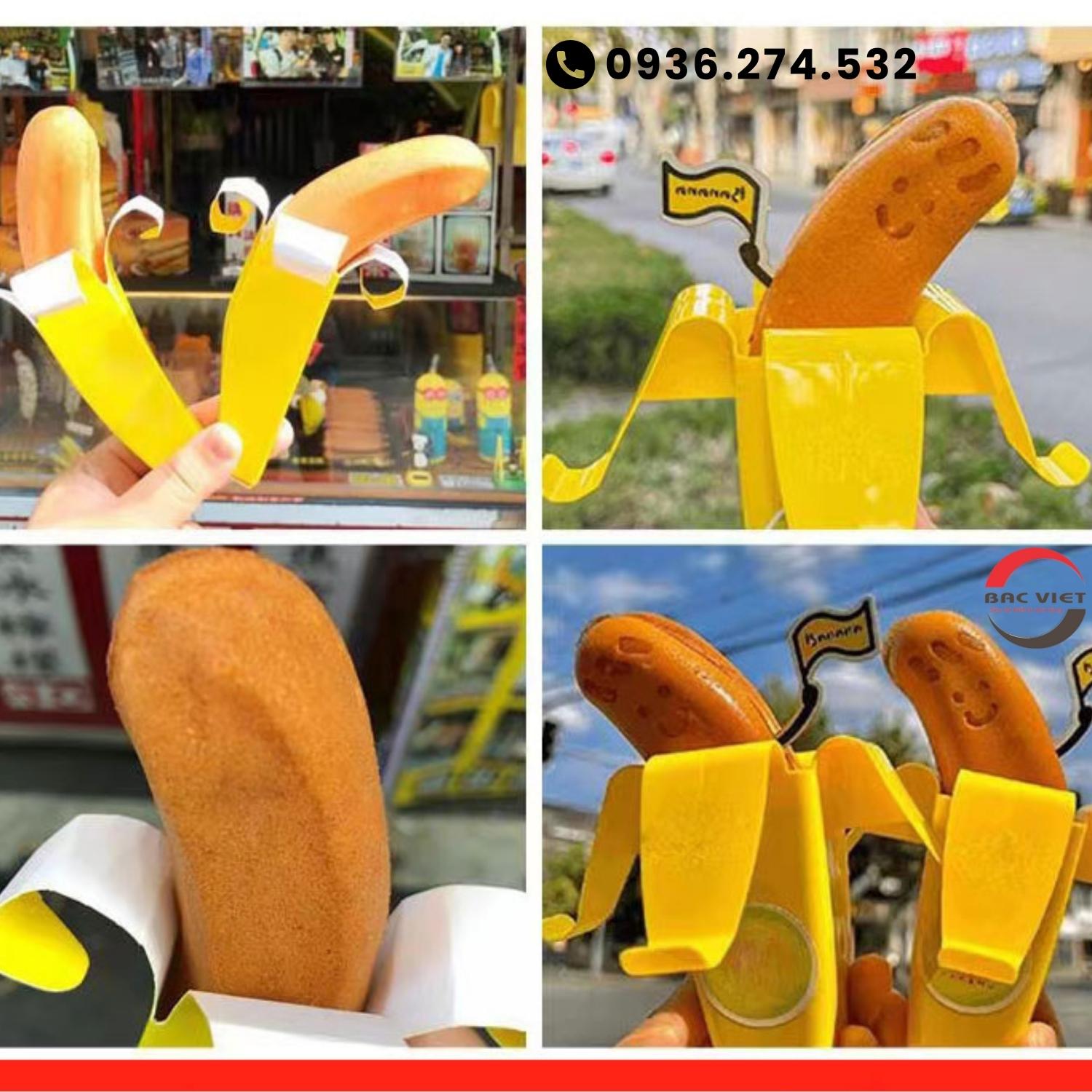 Máy làm bánh hình quả chuối điện 6 quả siêu cute